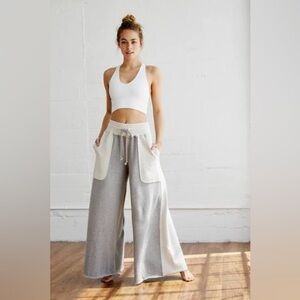 FP Movement by Free People Upbeat Gray and Cream Wide-Leg Pants